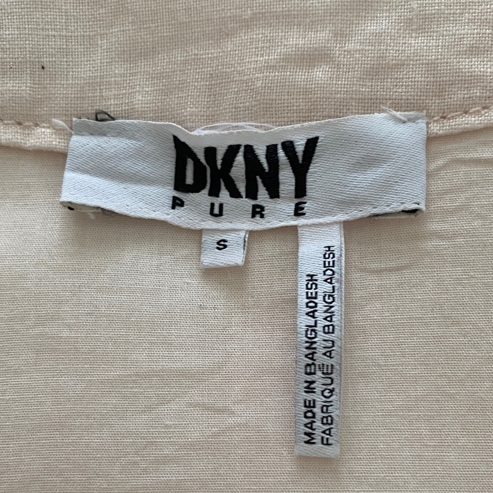 DKNY Pure women's linen maxi dress with lining & two side slits in light peach - Picture 9 of 10